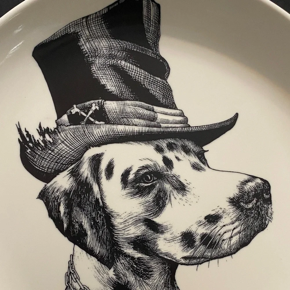 Williams Sonoma Rory Dobner Dapper  Brooklyn Dalmation Dog Plate w/Top Hat 🎩 NEW